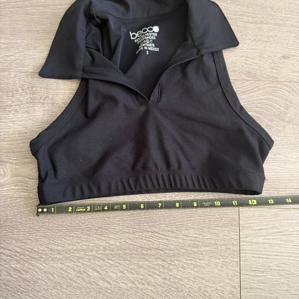 Becca Black Sleeveless Collared Crop Top Size S - Picture 5 of 5